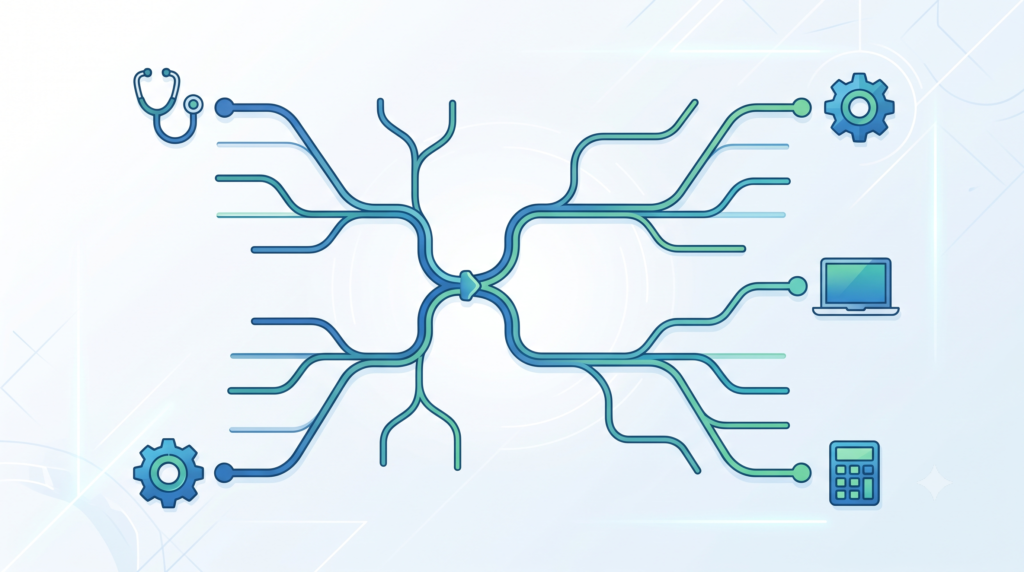Split pathway icons showing medical, engineering, computer and commerce tracks after Matric