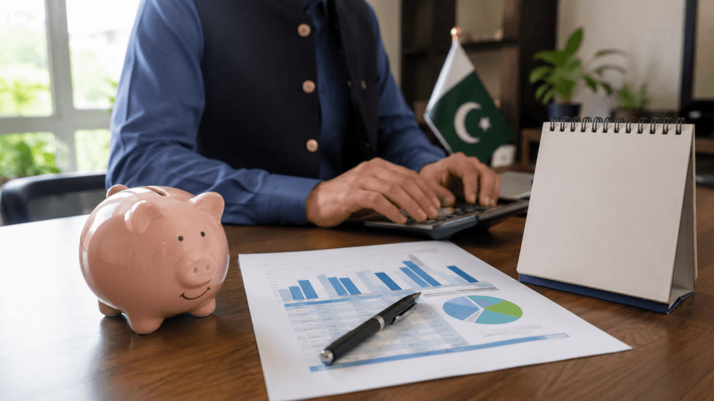 Savings chart and calendar illustrating financial planning in this career change guide