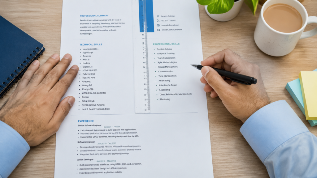 Two labeled skill columns showing how to list skills on your resume by type