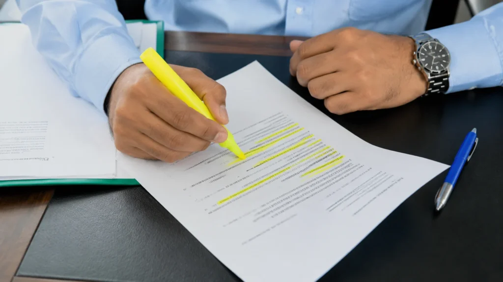 Highlighted achievements in a draft illustrating how to write a cover letter for jobs