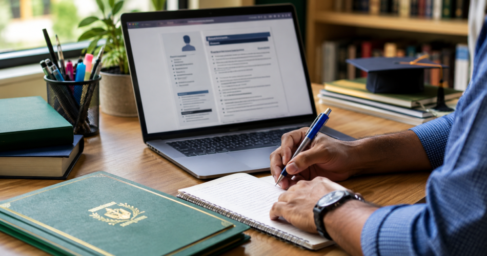 Resume tips for fresh graduates — student drafting a resume on a laptop