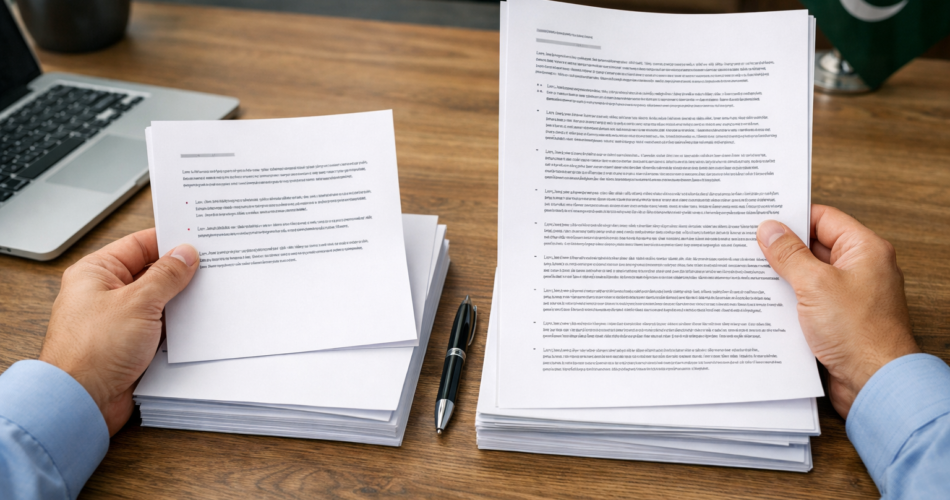 Two documents compared side by side showing the resume vs CV difference