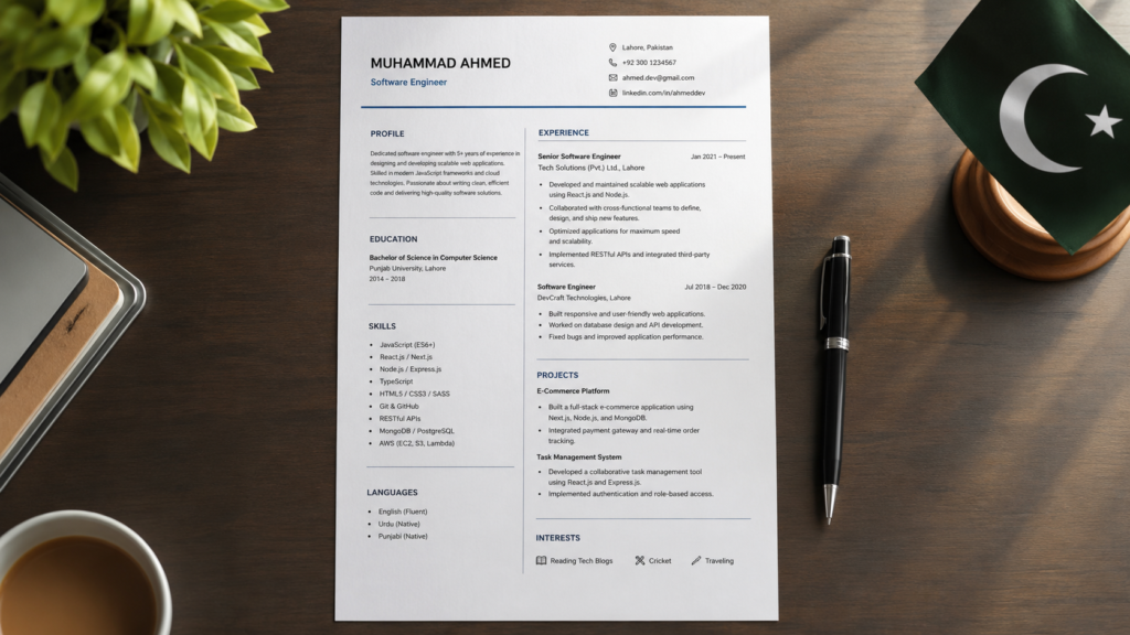 Clean single-column resume layout illustrating this ATS-friendly resume guide