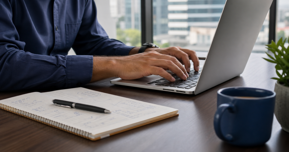 Skills employers look for — communication and teamwork icons in a modern office