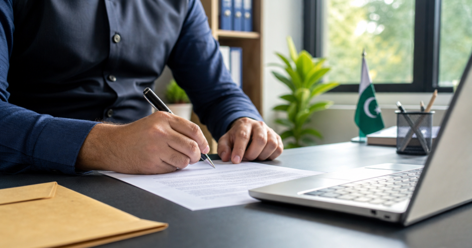Write a cover letter for jobs — hands drafting a formal letter on a desk
