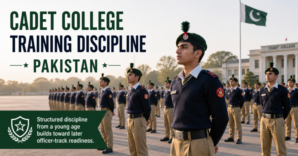 Cadet College students in uniform during a disciplined morning training formation