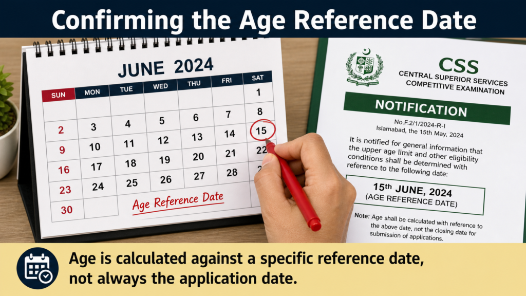 Calendar and CSS notification used to verify the exact age reference date required