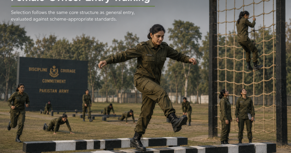 Female officer candidate exploring female entry schemes in Pak Army during training