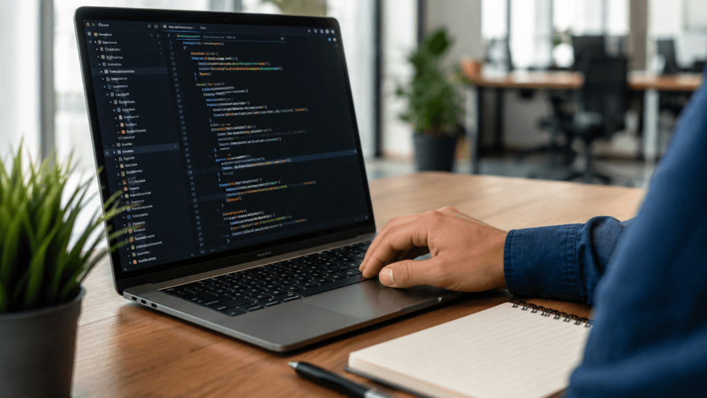 Laptop with code representing IT hard skills explained for Pakistani job seekers