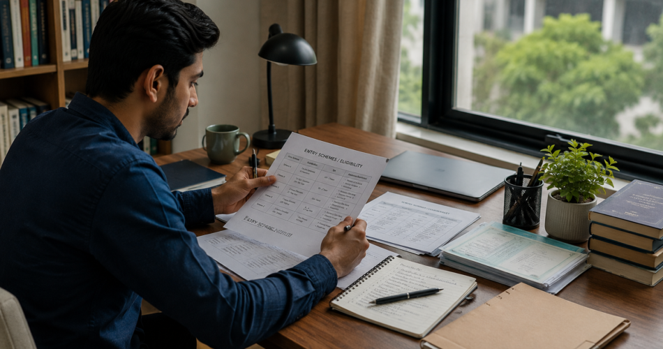 Young candidate reviewing Pak Army eligibility criteria checklist at a home desk
