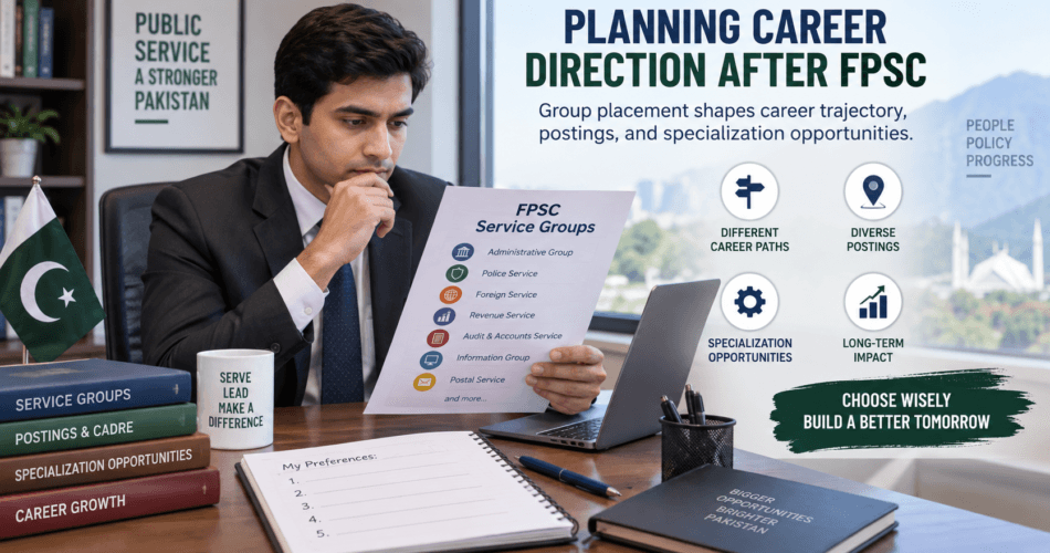 Officer reviewing service group options while considering career paths after FPSC